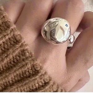 New Minimalist Elegant 925 Sterling Silvery Geometric Dome Adjustable Ring OS